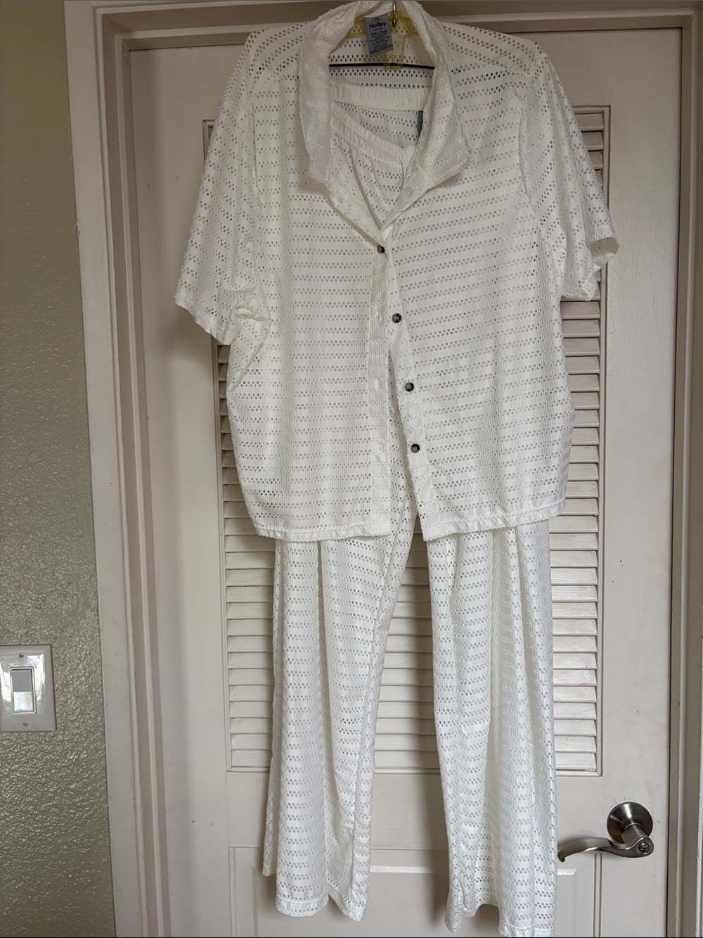 Hurley White Eyelet Button-Front Swim Coverup Set